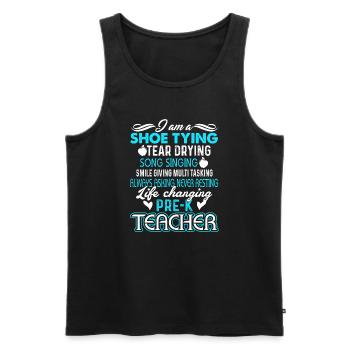 Pre K Teacher Shoe Tying Tear Drying - Men's Premium Organic Tank Top - black - Front - Michal (187cm)