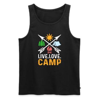 Camping Live Love Camp - Men's Premium Organic Tank Top - black - Front - Michal (187cm)