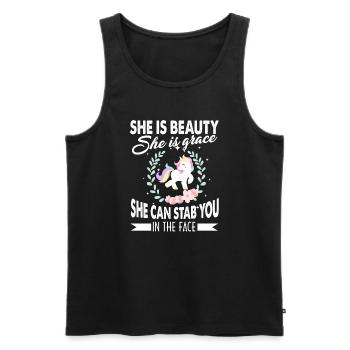 Unicorn She Is Beauty She Can Stab You - Men's Premium Organic Tank Top - black - Front - AI Model Male 178 light (178cm)