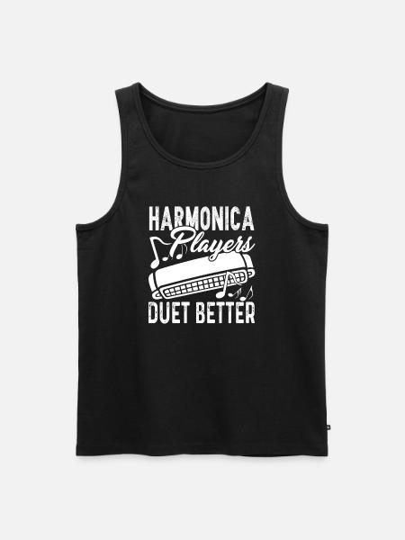 Harmonica Player Duet Better - Men's Premium Organic Tank Top - black