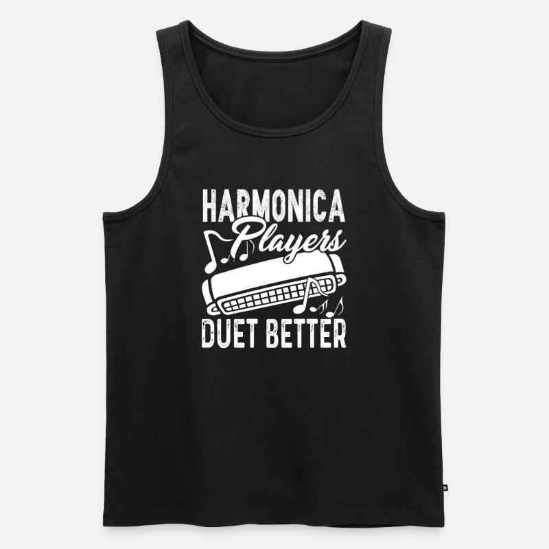 Harmonica Player Duet Better - Men's Premium Organic Tank Top - black