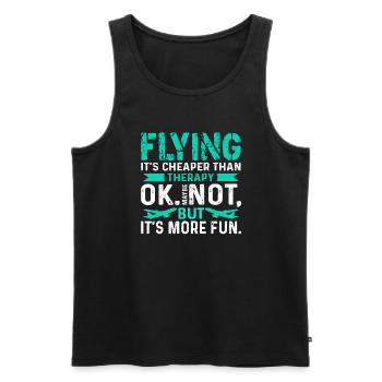 Pilot Flying Is Cheaper Than Therapy - Men's Premium Organic Tank Top - black - Front - AI Model Male 178 light (178cm)