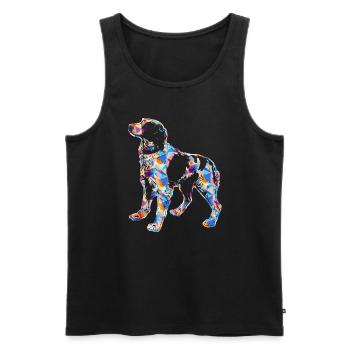 Brittany Spaniel Geometric - Men's Premium Organic Tank Top - black - Front - Michal (187cm)