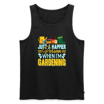 Gardening Happier When I am Gardening - Men's Premium Organic Tank Top - black - Front - AI Model Male 178 light (178cm)