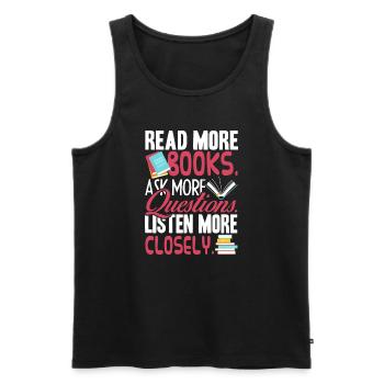 Book Read More Books - Men's Premium Organic Tank Top - black - Front - AI Model Male 178 light (178cm)
