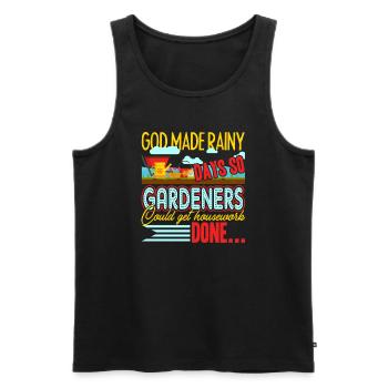 Gardening God Made Rainy Days - Men's Premium Organic Tank Top - black - Front - Michal (187cm)