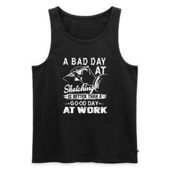 A Bad Day At Sketching - Men's Premium Organic Tank Top - black - Front - AI Model Male 178 light (178cm)