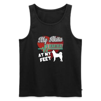My Akita A Heartbeat At My Feet - Men's Premium Organic Tank Top - black - Front - Michal (187cm)