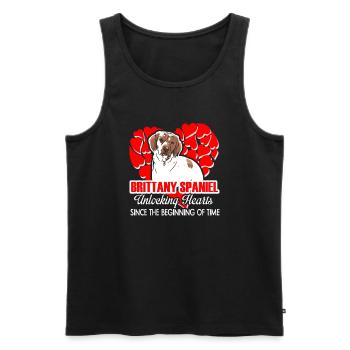 Brittany Spaniel Unlocking Hearts - Men's Premium Organic Tank Top - black - Front - Michal (187cm)