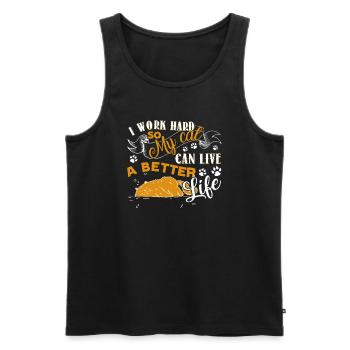 Cat Lover Give Better Life To My Cat - Men's Premium Organic Tank Top - black - Front - Michal (187cm)