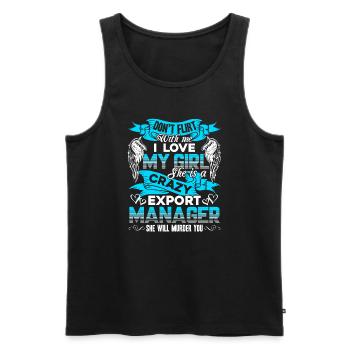Export Manager Crazy Export Manager - Men's Premium Organic Tank Top - black - Front - Michal (187cm)