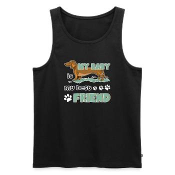 Dachshund Is My Best Friend - Men's Premium Organic Tank Top - black - Front - Michal (187cm)