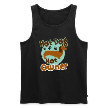 Hot Dachshund Hot Dog Hot Owner - Men's Premium Organic Tank Top - black - Front - Michal (187cm)