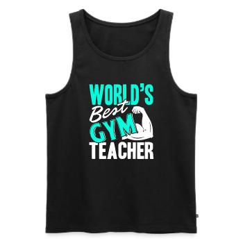 Gym Teacher Best Gym Teacher - Men's Premium Organic Tank Top - black - Front - Michal (187cm)
