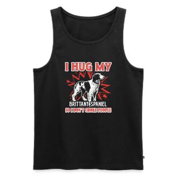 I Hug My Brittany Spaniel - Men's Premium Organic Tank Top - black - Front - Michal (187cm)