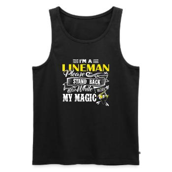 Lineman I Am A Lineman - Men's Premium Organic Tank Top - black - Front - Michal (187cm)