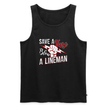 Lineman Blow A Lineman - Men's Premium Organic Tank Top - black - Front - AI Model Male 178 light (178cm)