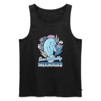Manatee Save Chubby Mermaids - Men's Premium Organic Tank Top - black - Front - Michal (187cm)