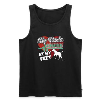 My Vizsla A Heartbeat At My Feet - Men's Premium Organic Tank Top - black - Front - Michal (187cm)