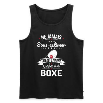 Sous-estimer un trentenaire qui fait de la boxe - Débardeur bio Premium Homme - noir - Devant - Michal (187cm)