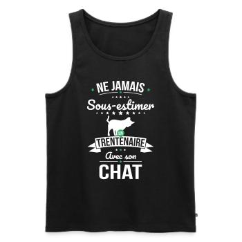 Sous-estimer un trentenaire avec son chat - Débardeur bio Premium Homme - noir - Devant - Michal (187cm)