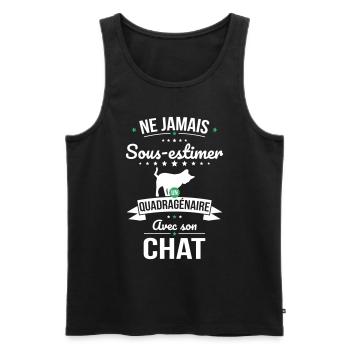 Sous-estimer un quadragénaire avec son chat - Débardeur bio Premium Homme - noir - Devant - Michal (187cm)