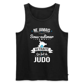 Sous-estimer un retraité qui fait du judo - Débardeur bio Premium Homme - noir - Devant - Michal (187cm)
