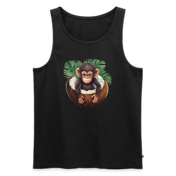 Monkey bathes in coconut - Funny summer design - Men's Premium Organic Tank Top - black - Front - AI Model Male 178 light (178cm)
