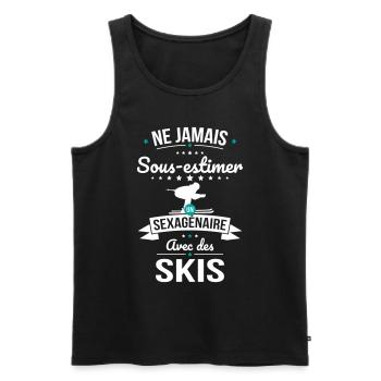 Sous-estimer un sexagénaire avec des skis - Débardeur bio Premium Homme - noir - Devant - Michal (187cm)