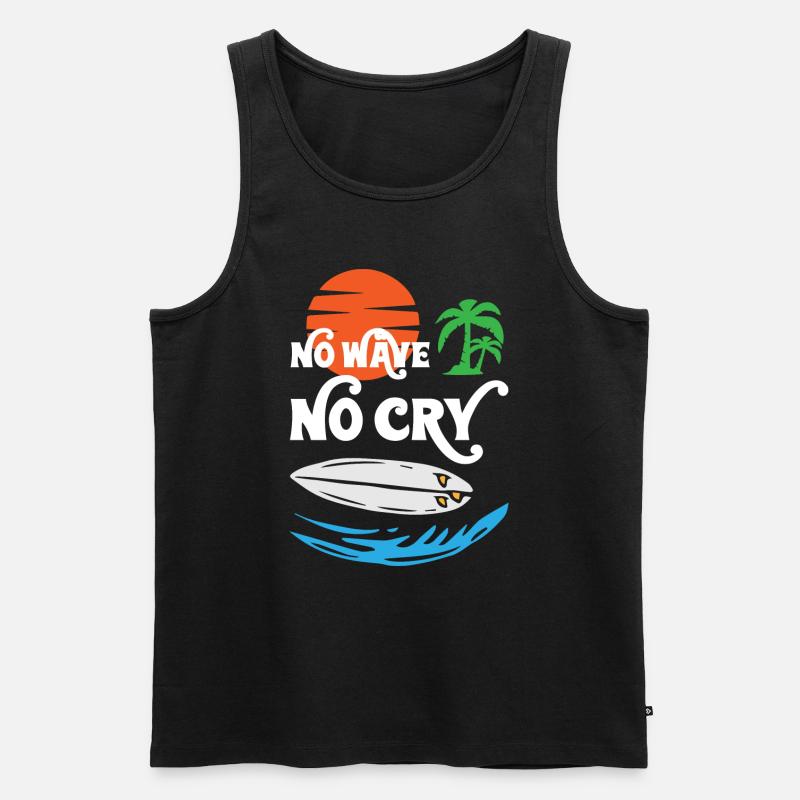 No Wave No Cry Surfing - Männer Premium Bio Tank Top - Schwarz