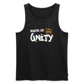 Roots is Unity - Männer Premium Bio Tank Top - Schwarz - Vorne - AI Model Male 178 light (178cm)