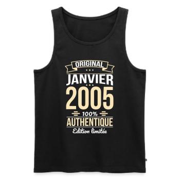 20th Anniversary - Original - January 2005 - Men's Premium Organic Tank Top - black - Front - AI Model Male 178 light (178cm)