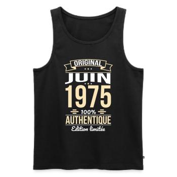 50. Jahrestag - Original - Juni 1975 - Männer Premium Bio Tank Top - Schwarz - Vorne - Michal (187cm)