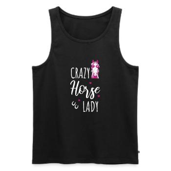 Lustiger Pferde Spruch Crazy Horse Lady Pferd - Männer Premium Bio Tank Top - Schwarz - Vorne - Michal (187cm)