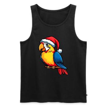 Perroquets Noël - Débardeur bio Premium Homme - noir - Devant - Michal (187cm)