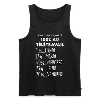 Télétravail , cadeau drole pour mon collègue - Débardeur bio Premium Homme - noir - Devant - AI Model Male 178 light (178cm)