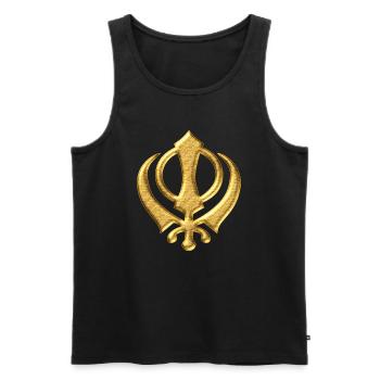 Khanda Sikh Symbol Schwerter Religion Sikhismus - Männer Premium Bio Tank Top - Schwarz - Vorne - AI Model Male 178 light (178cm)