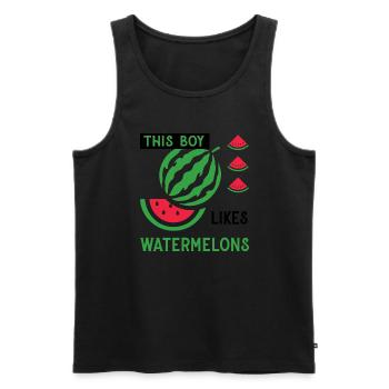 Fruits tropicaux Melon Pastèques Été - Débardeur bio Premium Homme - noir - Devant - AI Model Male 178 light (178cm)