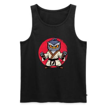 Hibou de sport Ironic Wildlife Hibou Artsy Birds - Débardeur bio Premium Homme - noir - Devant - AI Model Male 178 light (178cm)