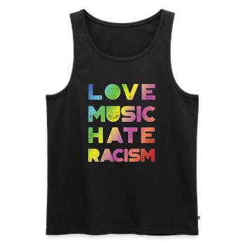 Love Music Hate Rasicm - Rainbow - Männer Premium Bio Tank Top - Schwarz - Vorne - Michal (187cm)