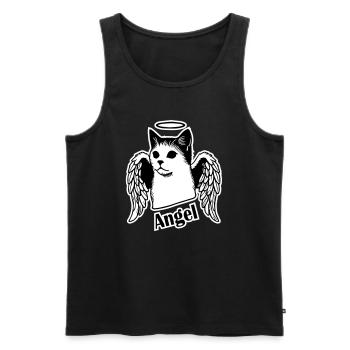 Chat avec des ailes et un halo - Angel Cat Design - Débardeur bio Premium Homme - noir - Devant - AI Model Male 178 light (178cm)