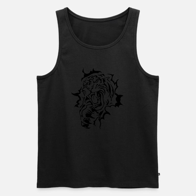 Tiger - Männer Premium Bio Tank Top - Schwarz