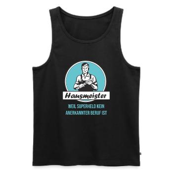 Hausmeister Superheld - Männer Premium Bio Tank Top - Schwarz - Vorne - Michal (187cm)