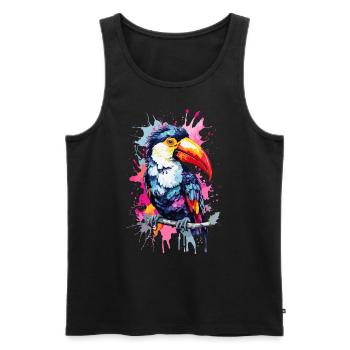 Tucan Vogel Bunt - Männer Premium Bio Tank Top - Schwarz - Vorne - AI Model Male 178 light (178cm)