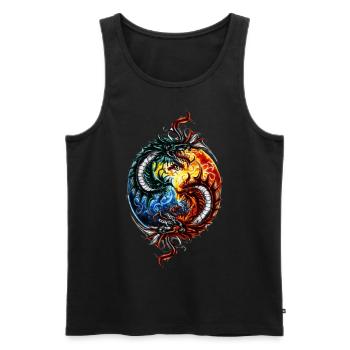 Yin Yang Dragon - Men's Premium Organic Tank Top - black - Front - Michal (187cm)