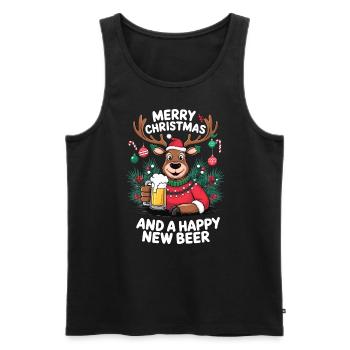 Rentier Bier Merry Christmas and a happy new beer - Männer Premium Bio Tank Top - Schwarz - Vorne - Michal (187cm)