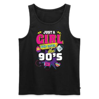 90s 90s Retro Gift - Men's Premium Organic Tank Top - black - Front - AI Model Male 178 light (178cm)