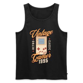Vintage Gamer 1995, 27 Ans Anniversaire Gamer - Débardeur bio Premium Homme - noir - Devant - Michal (187cm)