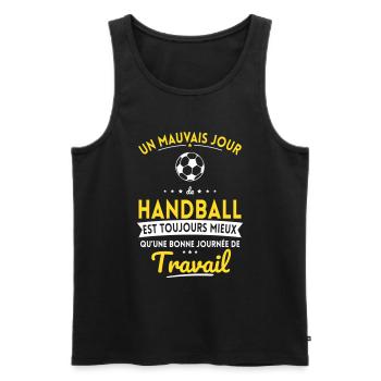 Mauvais jour de handball mieux que journée travail - Débardeur bio Premium Homme - noir - Devant - Michal (187cm)