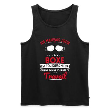 Mauvais jour de boxe mieux que journée travail - Débardeur bio Premium Homme - noir - Devant - Michal (187cm)